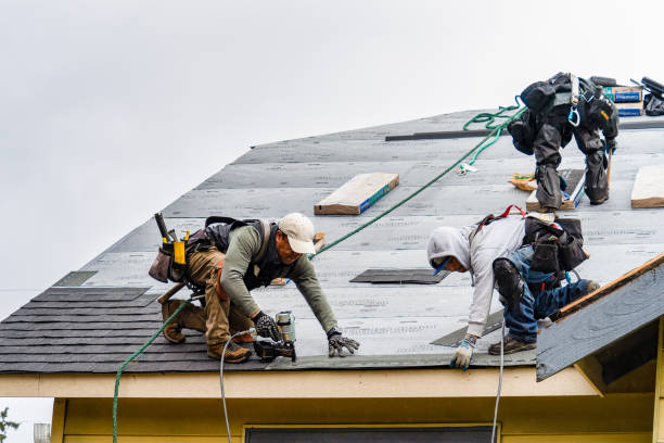 Professional Gutter Installation technician working in Lake Arrowhead, CA
